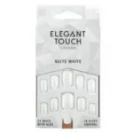 Elegant Touch Polished Colour 24 Nails With Glue Squoval Quite White